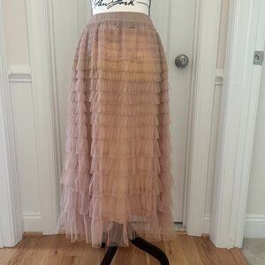 Beige Maxi Tulle Skirt
